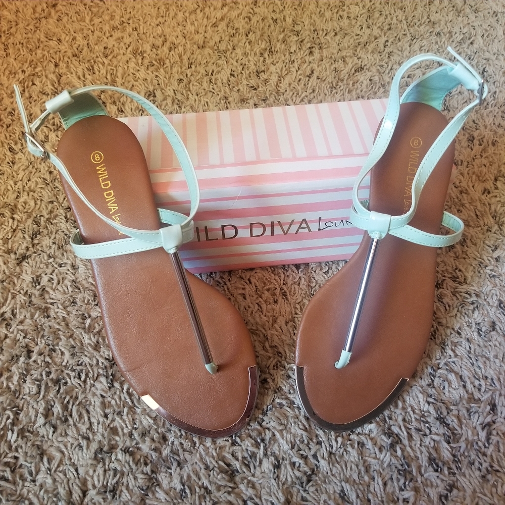 Women's Pastel Mint Green Strap Sandals